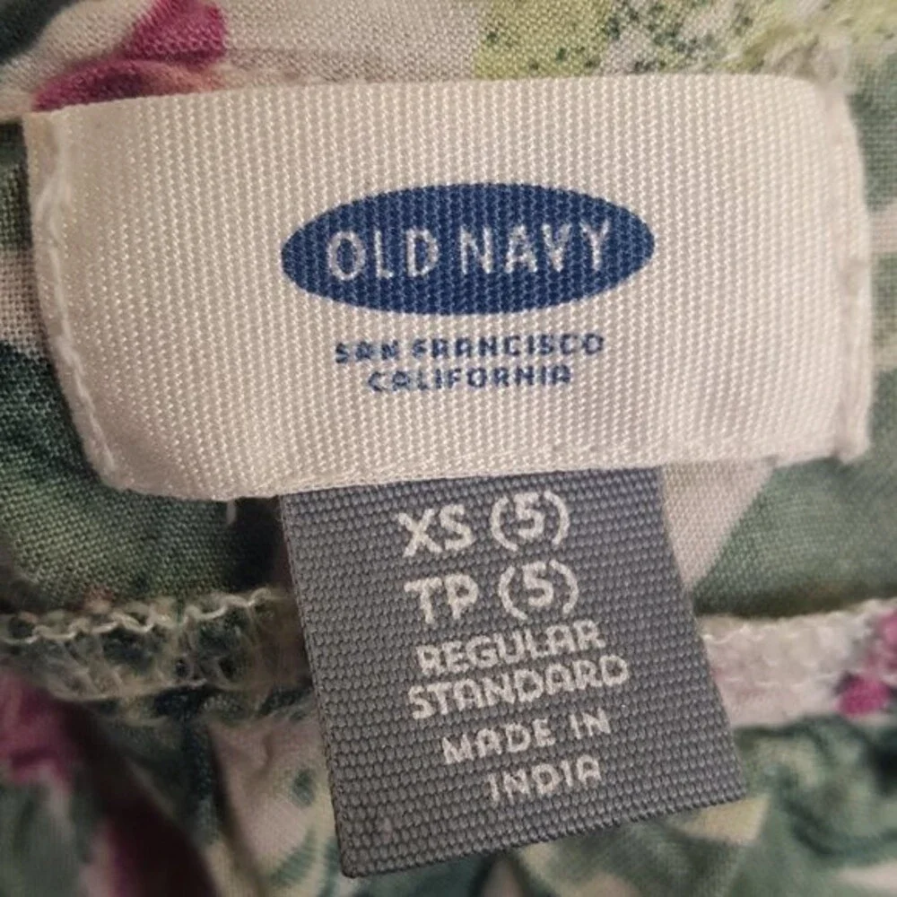 Old Navy Tropical Green Floral Pink Tank Top Loose Fit